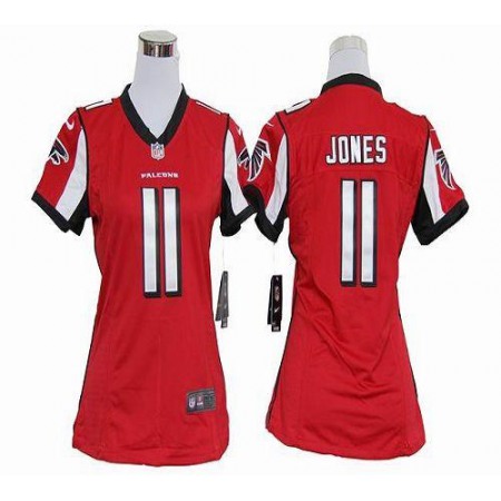 Nike Falcons #11 Julio Jones Red Team Color Women's Stitched NFL Elite Jersey