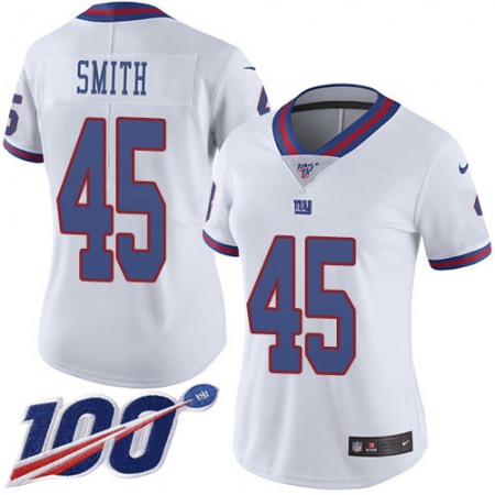 Nike Giants #45 Jaylon Smith White Women's Stitched NFL Limited Rush 100th Season Jersey