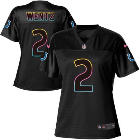 Indianapolis Colts #2 Carson Wentz Black Women's NFL Fashion Game Jersey