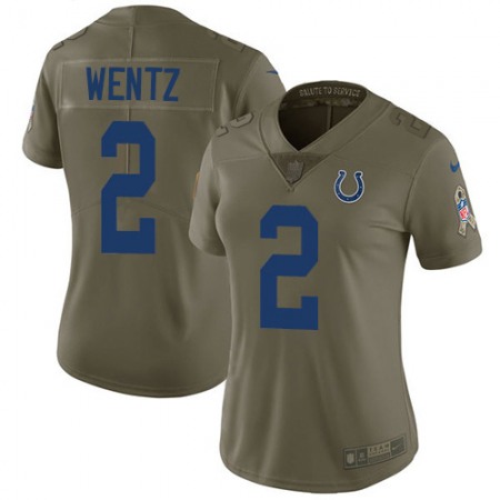 Indianapolis Colts #2 Carson Wentz Olive Women's Stitched NFL Limited 2017 Salute To Service Jersey