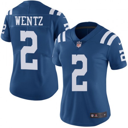 Indianapolis Colts #2 Carson Wentz Royal Blue Women's Stitched NFL Limited Rush Jersey