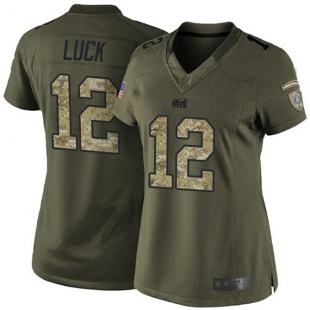 Nike Colts #12 Andrew Luck Green Women's Stitched NFL Limited 2015 Salute to Service Jersey