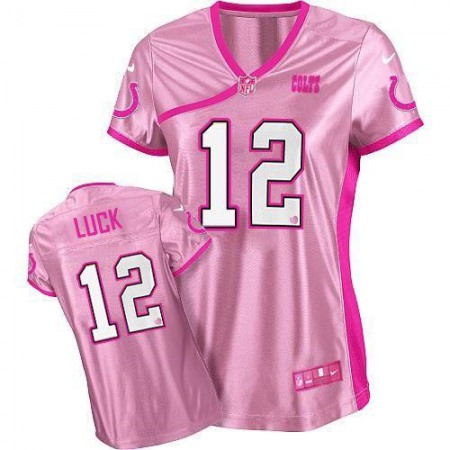 Nike Colts #12 Andrew Luck Pink Women's Be Luv'd Stitched NFL Elite Jersey