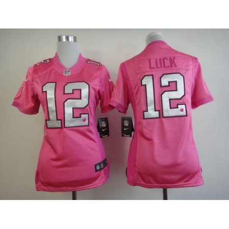 Nike Colts #12 Andrew Luck Pink Women's Be Luv'd Stitched NFL Elite Jersey