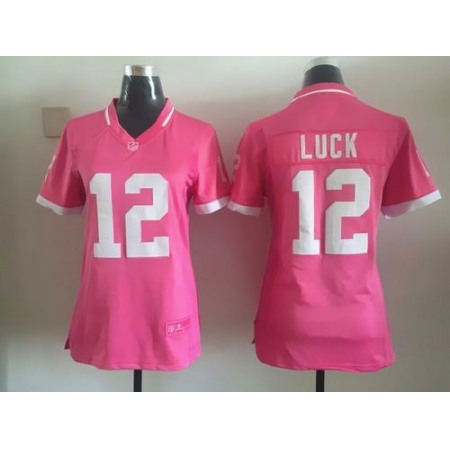 Nike Colts #12 Andrew Luck Pink Women's Stitched NFL Elite Bubble Gum Jersey