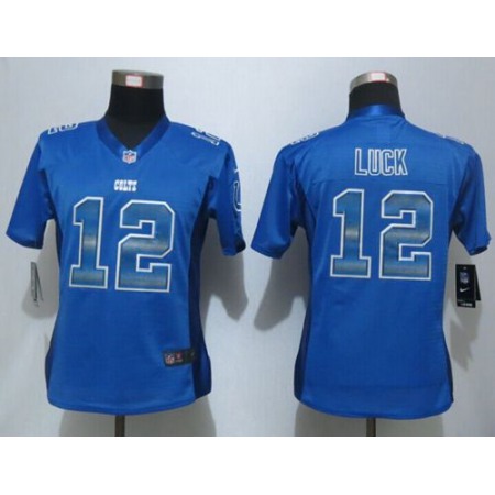 Nike Colts #12 Andrew Luck Royal Blue Team Color Women's Stitched NFL Elite Strobe Jersey