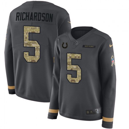 Nike Colts #5 Anthony Richardson Anthracite Salute to Service Women's Stitched NFL Limited Therma Long Sleeve Jersey