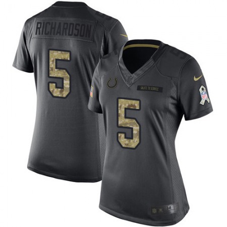 Nike Colts #5 Anthony Richardson Black Women's Stitched NFL Limited 2016 Salute to Service Jersey