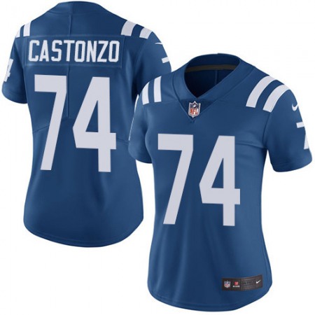 Nike Colts #74 Anthony Castonzo Royal Blue Team Color Women's Stitched NFL Vapor Untouchable Limited Jersey