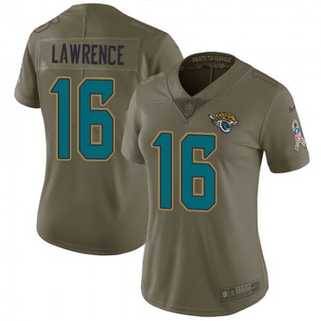 Nike Jaguars #16 Trevor Lawrence Olive Women's Stitched NFL Limited 2017 Salute To Service Jersey