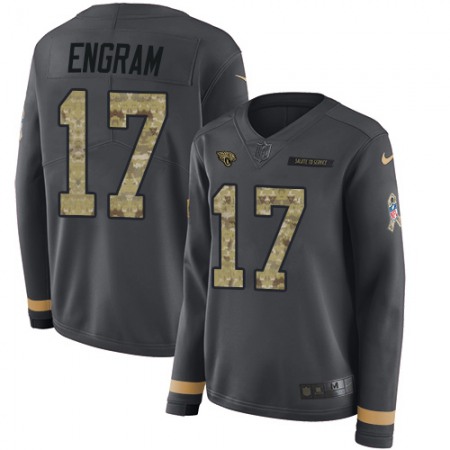 Nike Jaguars #17 Evan Engram Anthracite Salute to Service Women's Stitched NFL Limited Therma Long Sleeve Jersey