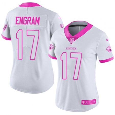 Nike Jaguars #17 Evan Engram White/Pink Women's Stitched NFL Limited Rush Fashion Jersey