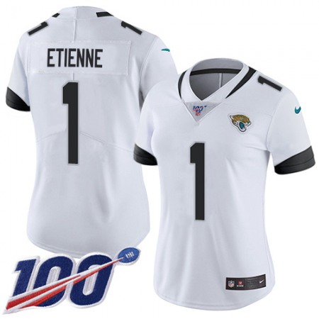 Nike Jaguars #1 Travis Etienne White Women's Stitched NFL 100th Season Vapor Untouchable Limited Jersey