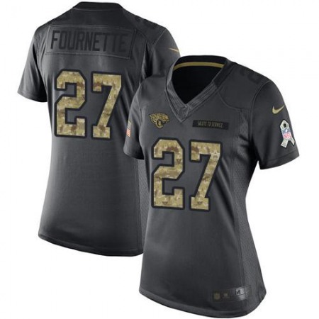 Nike Jaguars #27 Leonard Fournette Black Women's Stitched NFL Limited 2016 Salute to Service Jersey