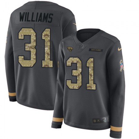 Nike Jaguars #31 Darious Williams Anthracite Salute to Service Women's Stitched NFL Limited Therma Long Sleeve Jersey