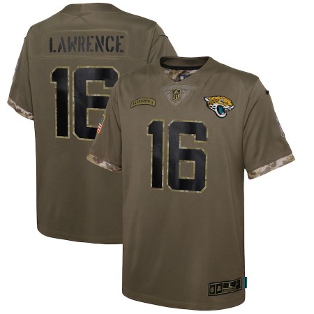 Jacksonville Jaguars #16 Trevor Lawrence Nike Youth 2022 Salute To Service Limited Jersey - Olive