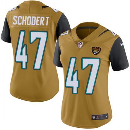 Nike Jaguars #47 Joe Schobert Gold Women's Stitched NFL Limited Rush Jersey