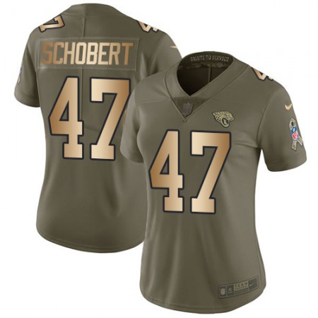 Nike Jaguars #47 Joe Schobert Olive/Gold Women's Stitched NFL Limited 2017 Salute To Service Jersey