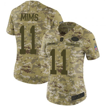 Nike Jets #11 Denzel Mim Camo Women's Stitched NFL Limited 2018 Salute To Service Jersey