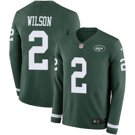 Nike Jets #2 Zach Wilson Green Team Color Youth Stitched NFL Limited Therma Long Sleeve Jersey