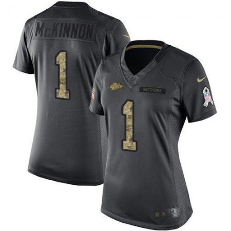 Nike Chiefs #1 Jerick McKinnon Black Women's Stitched NFL Limited 2016 Salute to Service Jersey