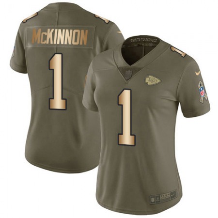 Nike Chiefs #1 Jerick McKinnon Olive/Gold Women's Stitched NFL Limited 2017 Salute to Service Jersey