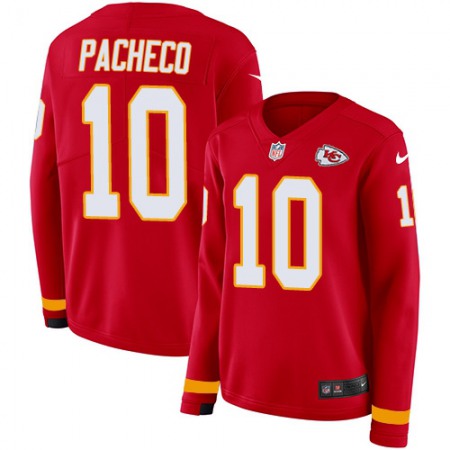 Nike Chiefs #10 Isiah Pacheco Red Team Color Women's Stitched NFL Limited Therma Long Sleeve Jersey