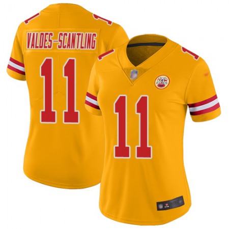 Nike Chiefs #11 Marquez Valdes-Scantling Gold Women's Stitched NFL Limited Inverted Legend 100th Season Jersey