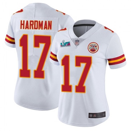 Nike Chiefs #17 Mecole Hardman White Super Bowl LVII Patch Women's Stitched NFL Vapor Untouchable Limited Jersey