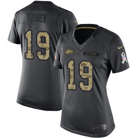 Nike Chiefs #19 Kadarius Toney Black Women's Stitched NFL Limited 2016 Salute to Service Jersey