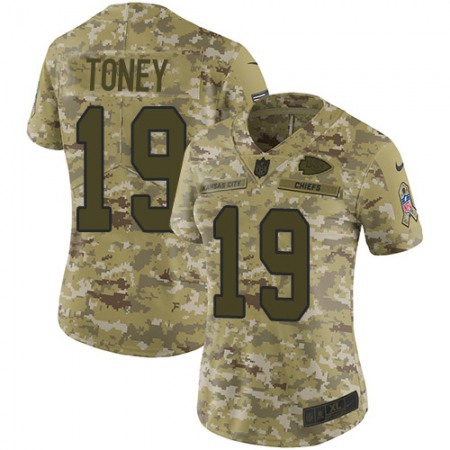 Nike Chiefs #19 Kadarius Toney Camo Women's Stitched NFL Limited 2018 Salute to Service Jersey