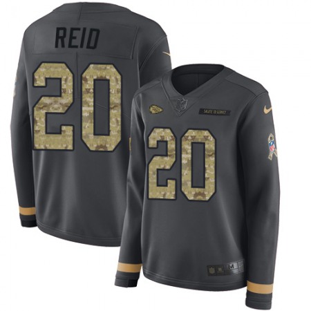 Nike Chiefs #20 Justin Reid Anthracite Salute to Service Women's Stitched NFL Limited Therma Long Sleeve Jersey