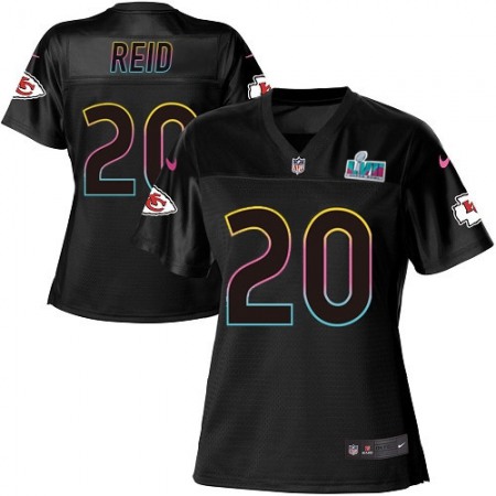 Nike Chiefs #20 Justin Reid Black Super Bowl LVII Patch Women's NFL Fashion Game Jersey