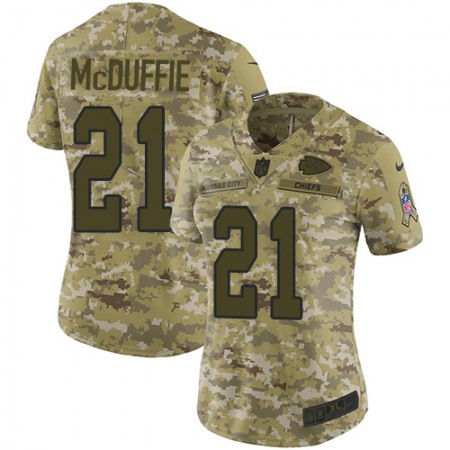 Nike Chiefs #21 Trent McDuffie Camo Women's Stitched NFL Limited 2018 Salute to Service Jersey