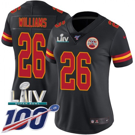 Nike Chiefs #26 Damien Williams Black Super Bowl LIV 2020 Women's Stitched NFL Limited Rush 100th Season Jersey