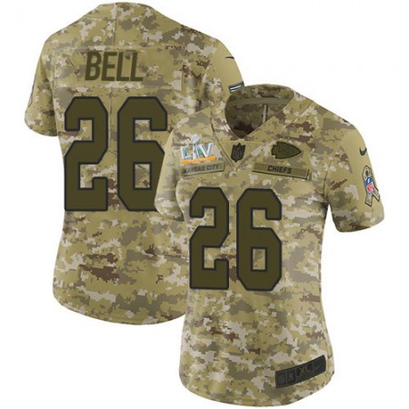 Nike Chiefs #26 Le'Veon Bell Camo Women's Super Bowl LV Bound Stitched NFL Limited 2018 Salute To Service Jersey