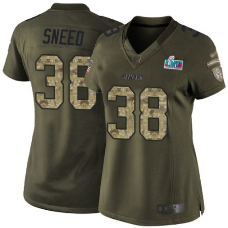 Nike Chiefs #38 L'Jarius Sneed Green Super Bowl LVII Patch Women's Stitched NFL Limited 2015 Salute to Service Jersey