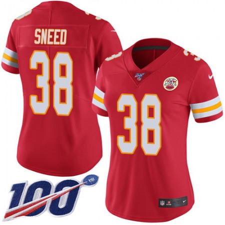 Nike Chiefs #38 L'Jarius Sneed Red Team Color Women's Stitched NFL 100th Season Vapor Limited Jersey