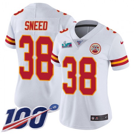 Nike Chiefs #38 L'Jarius Sneed White Super Bowl LVII Patch Women's Stitched NFL 100th Season Vapor Limited Jersey