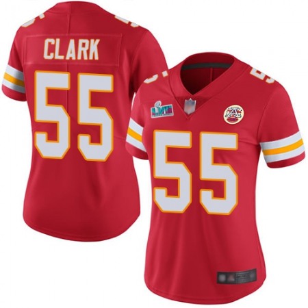 Nike Chiefs #55 Frank Clark Red Team Color Super Bowl LVII Patch Women's Stitched NFL Vapor Untouchable Limited Jersey