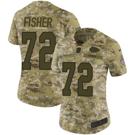 Nike Chiefs #72 Eric Fisher Camo Women's Stitched NFL Limited 2018 Salute to Service Jersey