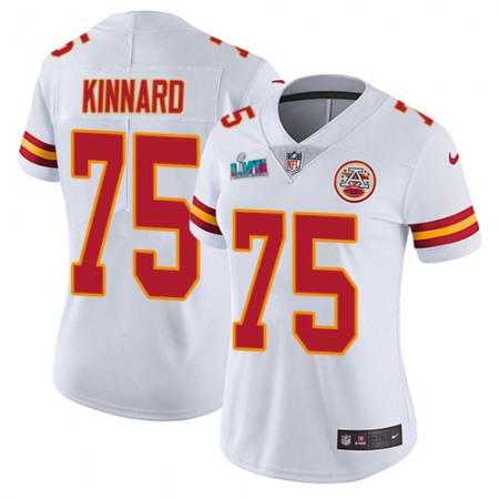 Nike Chiefs #75 Darian Kinnard White Super Bowl LVII Patch Women's Stitched NFL Vapor Untouchable Limited Jersey