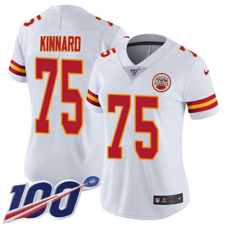 Nike Chiefs #75 Darian Kinnard White Women's Stitched NFL 100th Season Vapor Limited Jersey