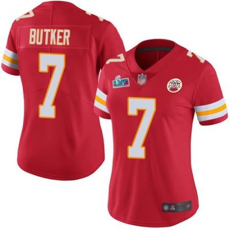 Nike Chiefs #7 Harrison Butker Red Team Color Super Bowl LVII Patch Women's Stitched NFL Vapor Untouchable Limited Jersey