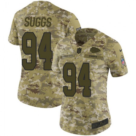 Nike Chiefs #94 Terrell Suggs Camo Women's Stitched NFL Limited 2018 Salute To Service Jersey