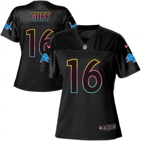 Detroit Lions #16 Jared Goff Black Women's NFL Fashion Game Jersey