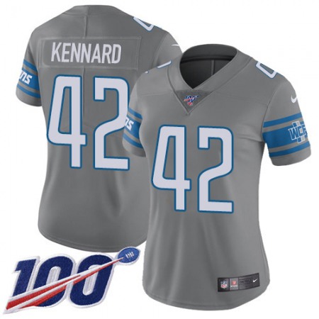 Nike Lions #42 Devon Kennard Gray Women's Stitched NFL Limited Rush 100th Season Jersey