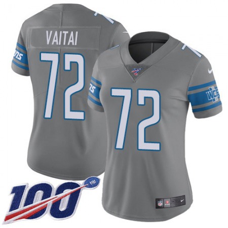 Nike Lions #72 Halapoulivaati Vaitai Gray Women's Stitched NFL Limited Rush 100th Season Jersey