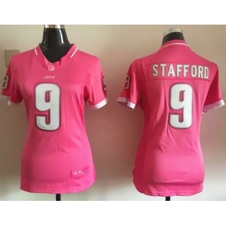 Nike Lions #9 Matthew Stafford Pink Women's Stitched NFL Elite Bubble Gum Jersey