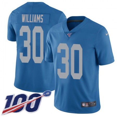 Nike Lions #30 Jamaal Williams Blue Throwback Youth Stitched NFL 100th Season Vapor Untouchable Limited Jersey